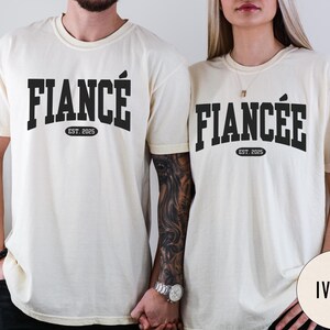 Comfort Colors® Custom Fiance  and Fiancee  Shirt, Personalized Engagement T-shirt, Future Mr. and Mrs., Engagement Gift, Gift for Fiancee, Anniversary Gift, Couple Gift, Matching Couple Shirt.