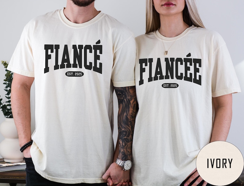 Comfort Colors® Custom Fiance  and Fiancee  Shirt, Personalized Engagement T-shirt, Future Mr. and Mrs., Engagement Gift, Gift for Fiancee, Anniversary Gift, Couple Gift, Matching Couple Shirt.