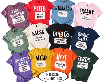 Taco Sauce Shirt, Comfort Colors® Matching Family T-shirt, Hot Sauce Group Costumes for Friends, Funny Taco Tees, Party T shirt