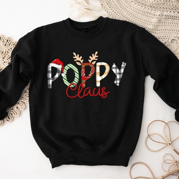 Christmas Grandpa Sweatshirt Poppy Claus Shirt Cute Xmas Poopaw Gift for Dad Funny Poppop Sweater Family Claus Tee gift for Him