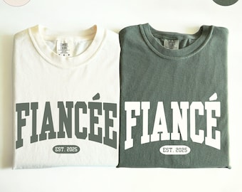 Comfort Colors® Custom Fiance  and Fiancee  Shirt, Personalized Engagement T-shirt, Future Mr. and Mrs., Engagement Gift, Gift for Fiancee