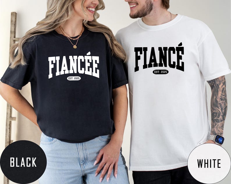 Comfort Colors® Custom Fiance  and Fiancee  Shirt, Personalized Engagement T-shirt, Future Mr. and Mrs., Engagement Gift, Gift for Fiancee, Anniversary Gift, Couple Gift, Matching Couple Shirt.