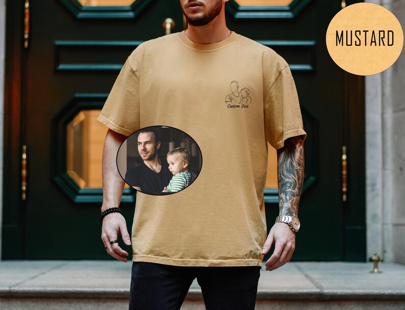 Custom Photo Shirt Comfort Colors, Custom Photo T-shirt for Dad, Father's Day Shirt, Personalized Dad Portrait Shirt, Dad Birthday Gifts, Custom Line art Shirt, Gift from Daughter, Gift from Boy, Gift for Husband, Fathers day Gifts, New Dad Gift, Father in Law Gifts, Custom Outline Crewneck
