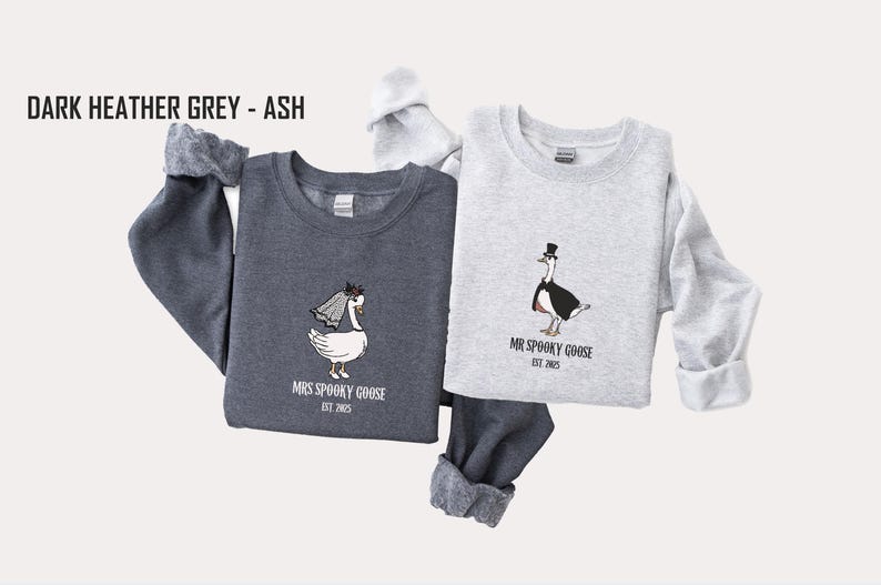 Our "MR & MRS SILLY GOOSE" matching sweatshirts are the perfect way to celebrate love with a side of humor. Featuring hand-drawn, adorable geese (complete with veil and all!) and the cute title “Silly Goose,” these cozy sweaters are sure to bring smiles wherever you go.