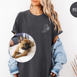 Custom Pet Portrait Comfort Colors Shirt Outline Photo T-shirt Pet Owner Line Art Portrait from Photo Dog Line Art Tee Cat Outline Sweater