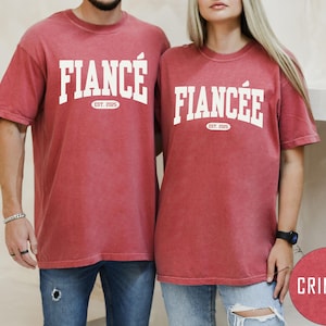 Comfort Colors® Custom Fiance  and Fiancee  Shirt, Personalized Engagement T-shirt, Future Mr. and Mrs., Engagement Gift, Gift for Fiancee, Anniversary Gift, Couple Gift, Matching Couple Shirt.
