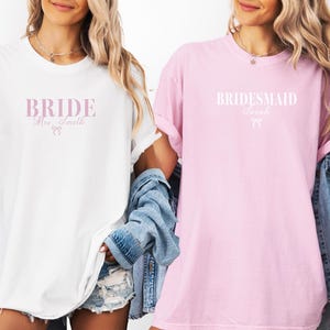 Comfort Colors® Custom Bride Bridesmaid Shirt, Bridal Party T-shirt, Bachelorette Party Tee, Group Matching Outfit, Wedding Getting Ready, Bride to be Shirt, Trendy Bach Party Matching Shirt, Getting Ready Shirt, Getting Ready Outfit.