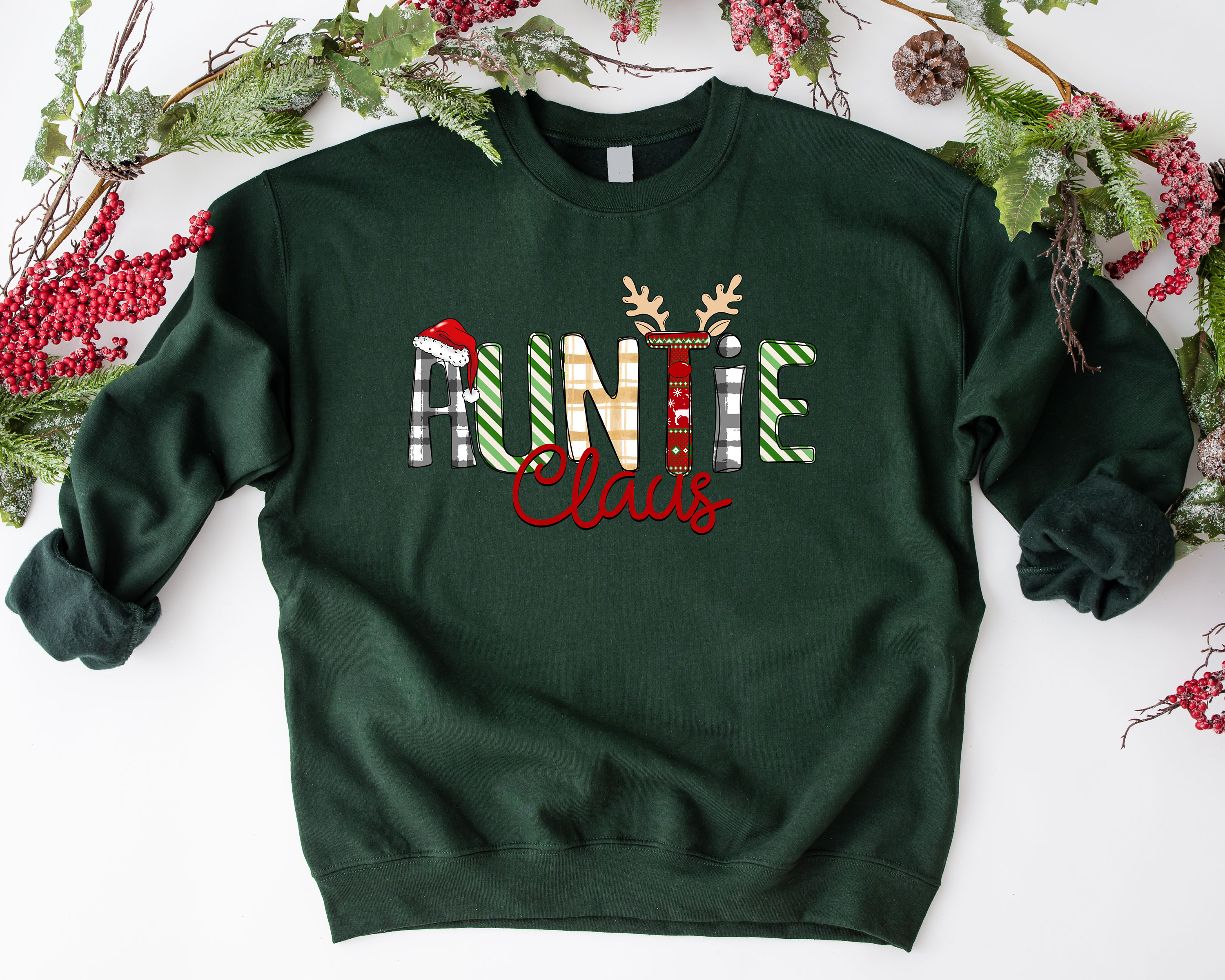 Auntie Claus Sweatshirt, Christmas Auntie Claus Crewneck, Xmas Gift for Auntie, Xmas Shirt, Family Claus Tee