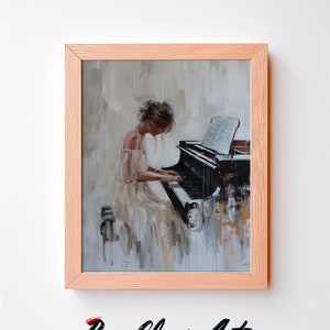 Antique Portrait Woman Playing Piano| Vintage Print Music Wall Decor Digital PRINTABLE