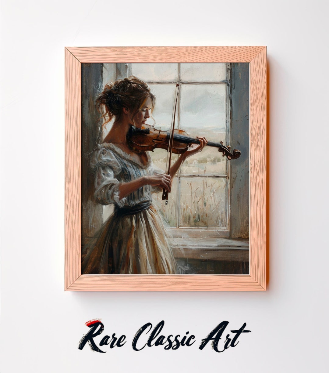 Vintage Woman Playing Violin Print: Antique Music Wall Art (digital ...