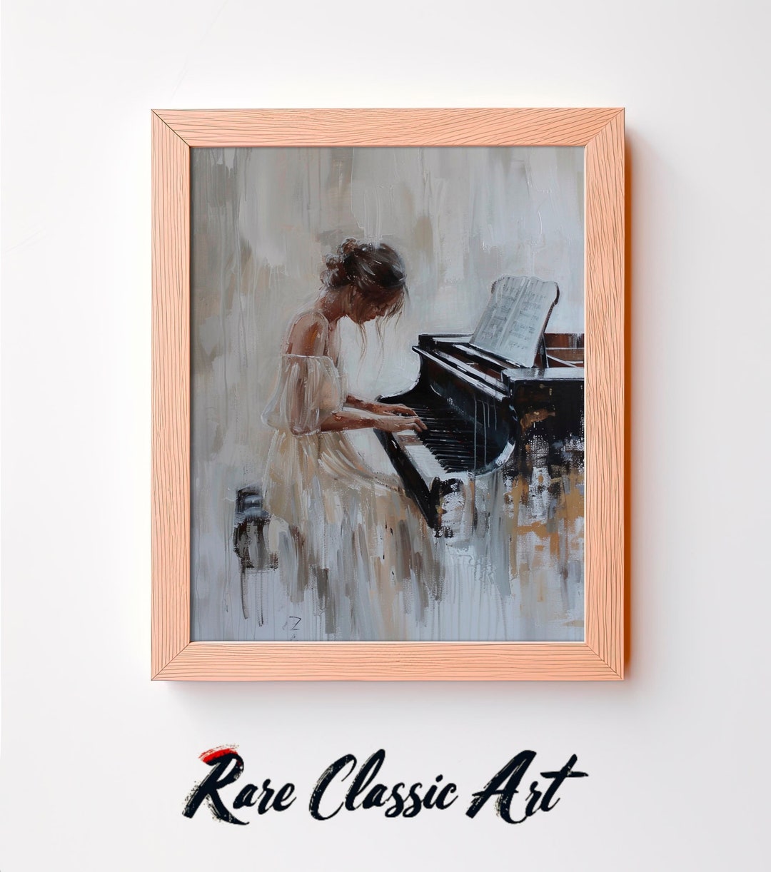 Antique Portrait Woman Playing Piano: Vintage Music Wall Art (digital ...