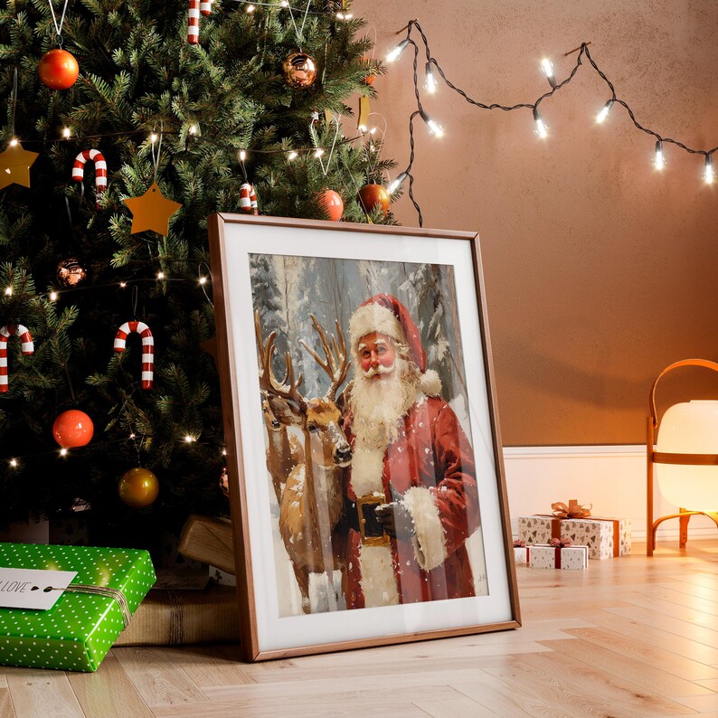 Retro Santa Png Wall Art Santa Raindeer Printable Christmas Retro Retro Santa Png Wall Art Santa Raindeer Printable Christmas Retro