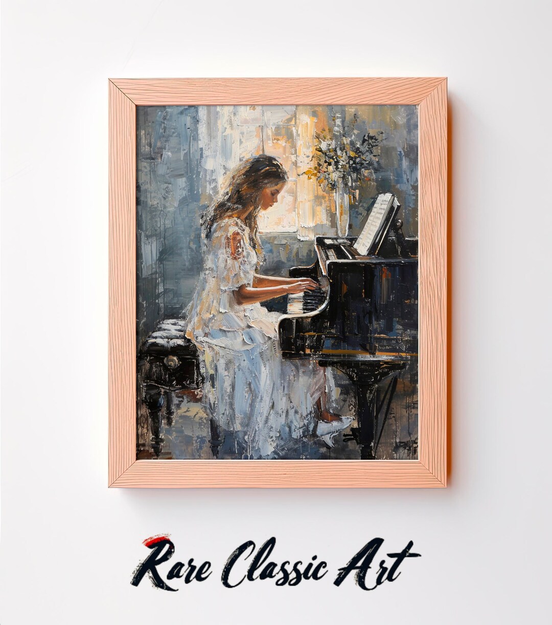 Antique Portrait Woman Playing Piano| Vintage Print Music Wall Decor ...