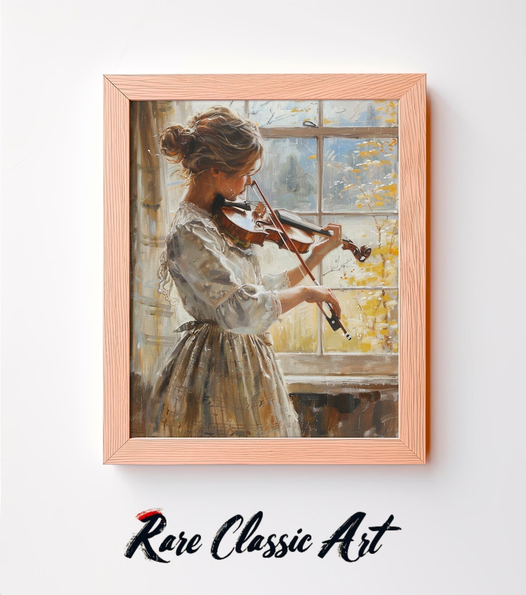 Antique Portrait Woman Playing Violin: Vintage Music Wall Art (digital ...