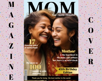 MOM magazine cover template, mothers day gift, birthday gift for mom, personalized gift, gift ideas for mother, Appreciating Mom, Motherhood