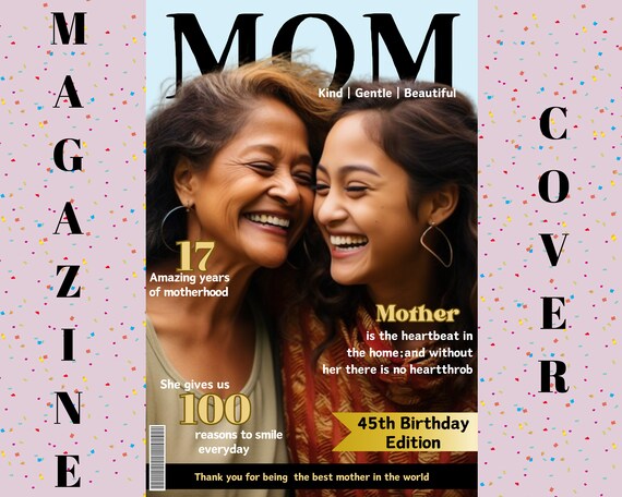 MOM magazine cover template, mothers day gift, birthday gift for mom, personalized gift, gift ideas for mother, Appreciating Mom, Motherhood