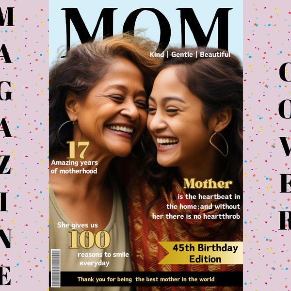 MOM magazine cover template, mothers day gift, birthday gift for mom, personalized gift, gift ideas for mother, Appreciating Mom, Motherhood