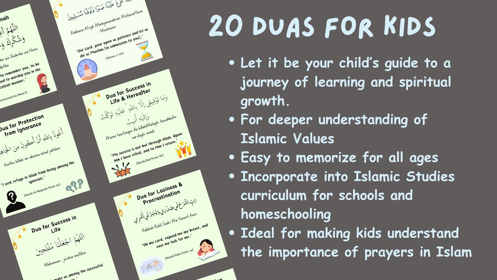 Dua Cards for Kids, Islamic Flashcards, Ramadan Activities for Kids ...