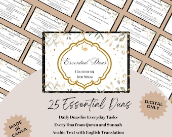 Islamic dua cards, daily dua card set, muslim prayer cards, quranic duas, sunnah, everyday duas, digital printable dua cards, dhikr, ramadan