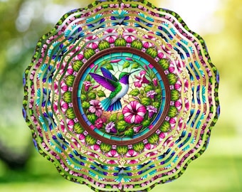 Wind Spinner, Creative Outdoor Decor, Colorful Garden Spinner, Unique Gift for Home & Garden, Hummingbird Decor, Memorial Gift, Pet Lover