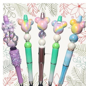 Beaded Pen | Focal Pens | Custom Pen | Mouse Head Focal Beads | Child Novelty Pen | Stocking Stuffer | Silicone Focal Bead | Mouse Head Pen