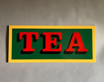 Handpainted British TEA sign Victorian steampunk industrial vintage signpainting signwriting