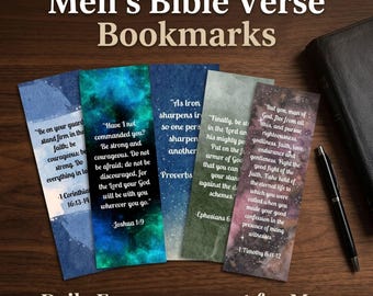 Inspirational Bible Verse Bookmarks for Men (Digital Download)