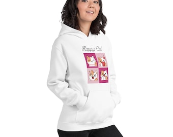 Happy Cats-hoodie, katoenen sweater kattenliefhebber