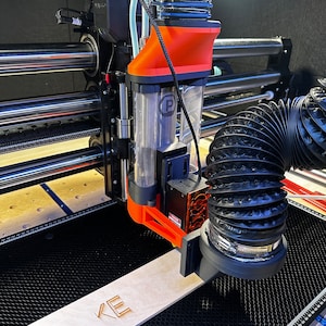 Smoke stack smoke/fume extraction add on for double barrel dustboot for Onefinity Cnc with j tech laser 65mm spindle /Makita router