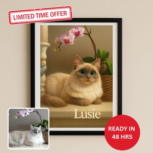 Retrato de gato de Pixar personalizado / Dibujo animado de mascota estilo Disney personalizado a partir de una foto, regalo para mamá y papá felinos, adorable arte de pared para amantes de las mascotas