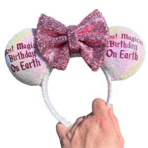 Most Magical Birthday On Earth, Happiest Birthday On Earth, Disney Ears, Personalized Ears, Sequin Ears, Minnie Ears, Birthday Ears zdjęcie 15