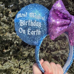 Most Magical Birthday On Earth, Happiest Birthday On Earth, Disney Ears, Personalized Ears, Sequin Ears, Minnie Ears, Birthday Ears zdjęcie 17