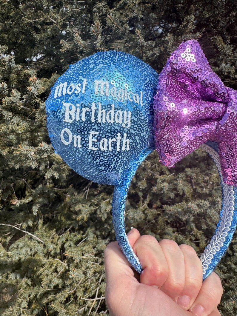 Most Magical Birthday On Earth, Happiest Birthday On Earth, Disney Ears, Personalized Ears, Sequin Ears, Minnie Ears, Birthday Ears zdjęcie 17