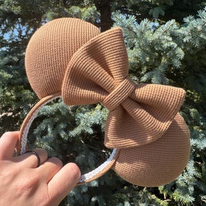 Tan Minnie Waffle Knit Ears, Sherpa Ears, Soft Ears, Cozy Ears, Minnie Ears, Neutral Minnie Ears, Tan Mickey Ears Headband, Handmade Ears