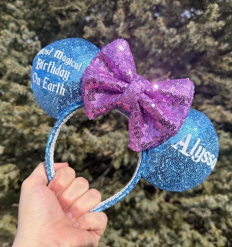 Most Magical Birthday On Earth, Happiest Birthday On Earth, Disney Ears, Personalized Ears, Sequin Ears, Minnie Ears, Birthday Ears zdjęcie 10