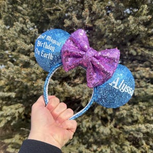 Most Magical Birthday On Earth, Happiest Birthday On Earth, Disney Ears, Personalized Ears, Sequin Ears, Minnie Ears, Birthday Ears zdjęcie 14