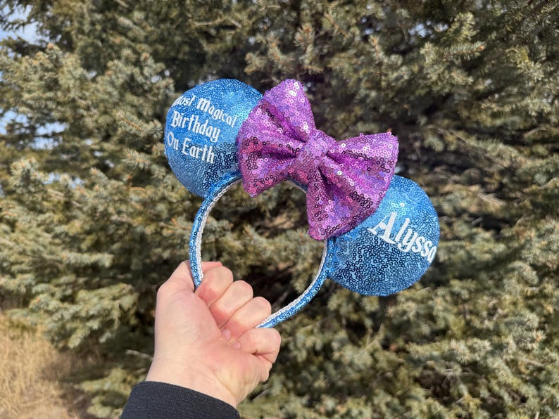 Most Magical Birthday On Earth, Happiest Birthday On Earth, Disney Ears, Personalized Ears, Sequin Ears, Minnie Ears, Birthday Ears zdjęcie 14