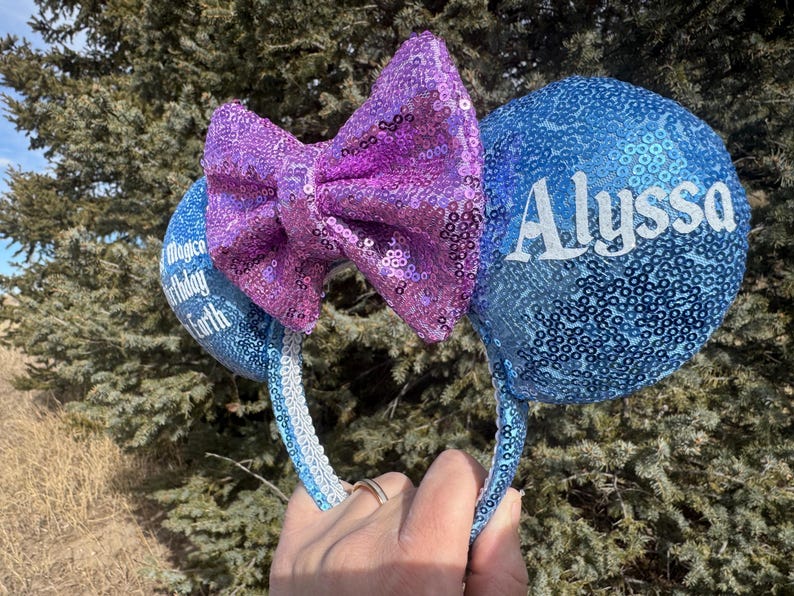 Most Magical Birthday On Earth, Happiest Birthday On Earth, Disney Ears, Personalized Ears, Sequin Ears, Minnie Ears, Birthday Ears zdjęcie 8