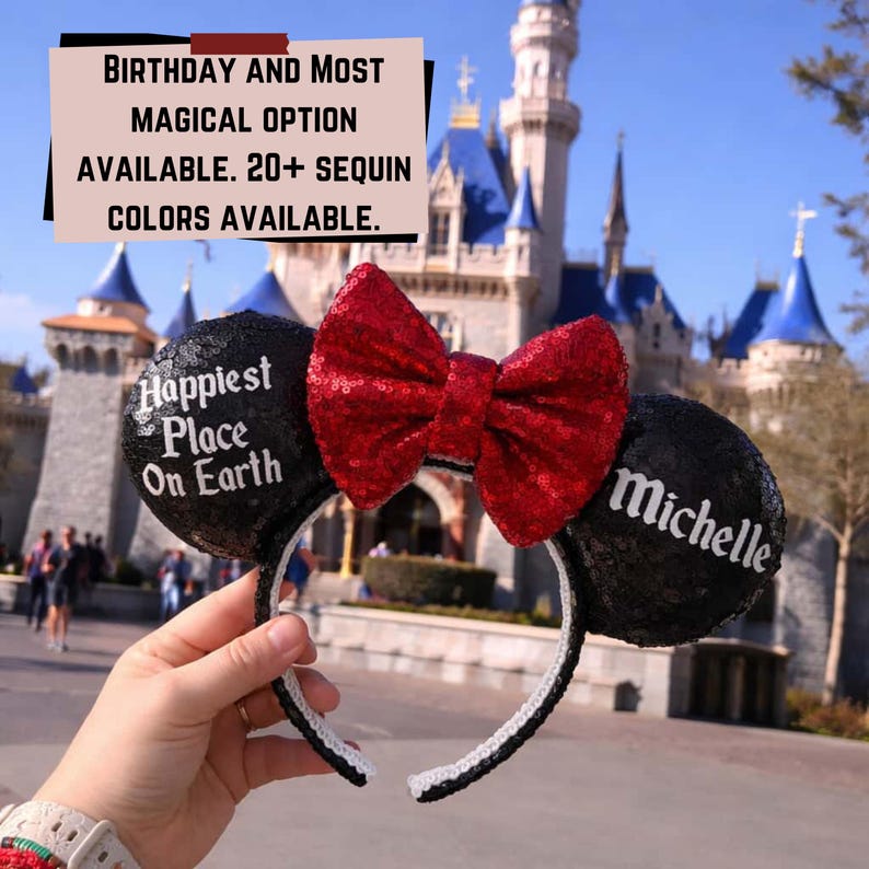 Most Magical Birthday On Earth, Happiest Birthday On Earth, Disney Ears, Personalized Ears, Sequin Ears, Minnie Ears, Birthday Ears zdjęcie 1