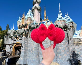 Sherpa Ears, red Ears, red Sherpa Ears, Soft Ears, Cozy Ears, Minnie Ears