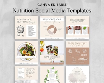 Nutrition Social Media Canva Editable Templates