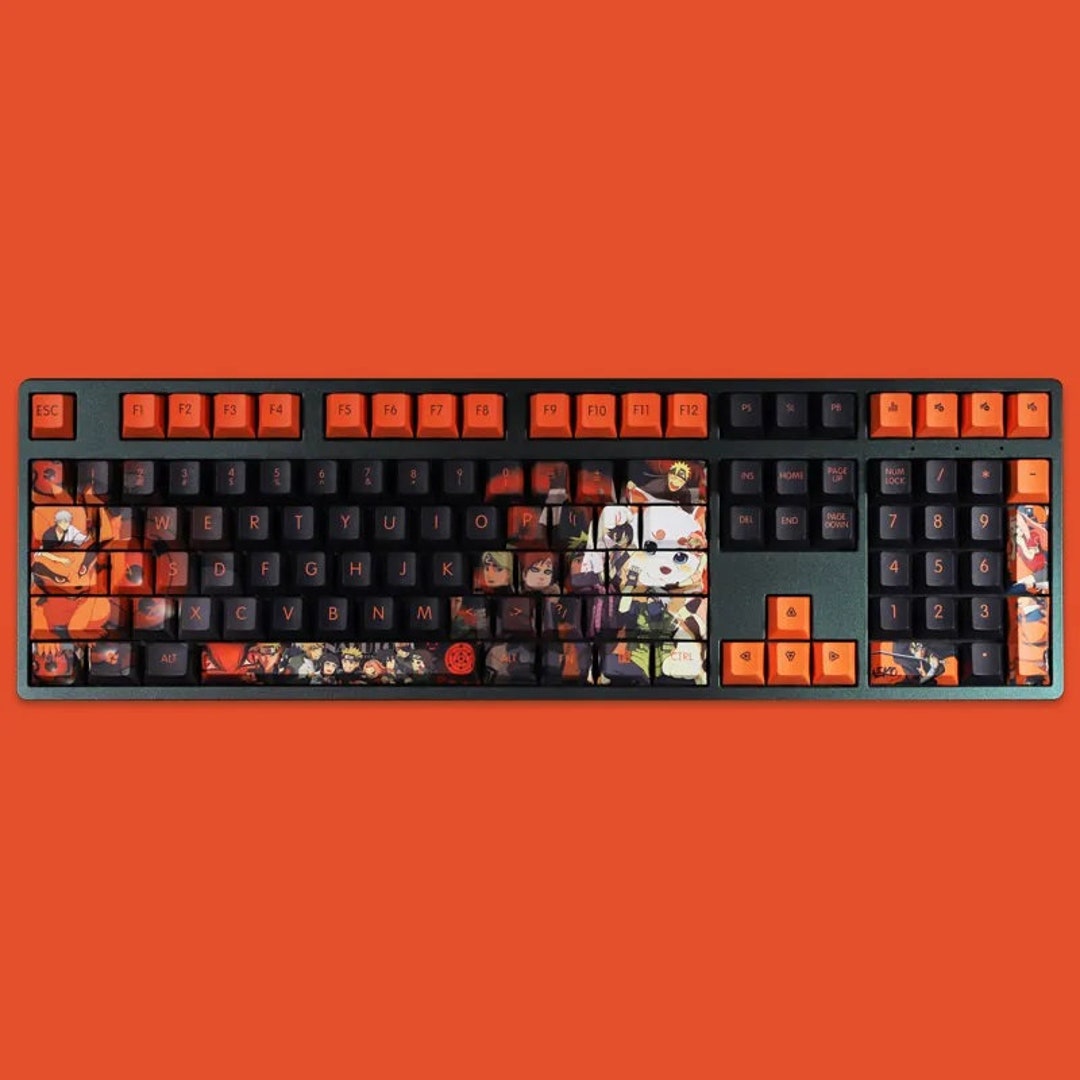 Naruto Anime 108 Keys/set Ninja Keycap PBT Dye Subbed Keycaps Cartoon