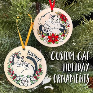 Personalized Cat Ornament, Custom Cat Ornament, Cat Holiday Ornament, Unique Pet Gifts, Cat Christmas Ornament, Cartoon, Cat Christmas Gift