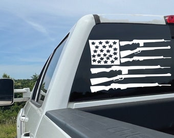 Proud American: Rifle Stripe Flag Decal; Patriotic American Flag 2nd Amendment Decal