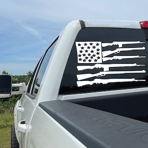 Trotse Amerikaan: sticker met geweerstreep; Sticker patriottische Amerikaanse vlag 2e amendement