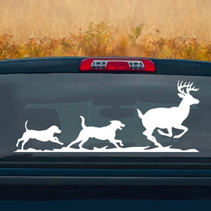 De droom van een hondenchauffeur! Deer & Hounds-sticker voor hondenjachtliefhebbers, jachtstickers