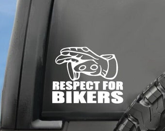 "Biker Wave Hand Aufkleber - ""Respekt für Biker"" Motorrad Vinyl-Aufkleber, 25+ Farben, wetterfest, handgemacht in den USA."