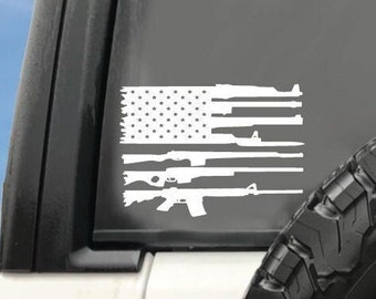 American Flag Rifle Die Cut Decal | 2nd Amendment Supporter Sticker