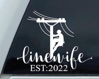 Adesivo personalizzato per elettricisti – Linewife fondata nel [Anno] – Adesivo per auto, camion, frigoriferi portatili – Regalo per mogli di elettricisti, adesivo per operai