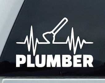 Heartbeat Plunger Decal | ECG Plumber Sticker | Plumbing Heartbeat Vinyl | Tradesman Decor | Pipefitter Pride Decal